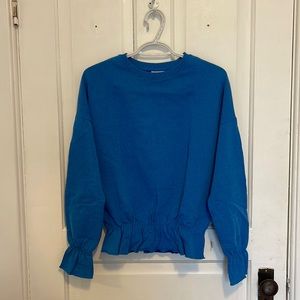 NWOT Noisy May blue peplum frill sleeve crew neck